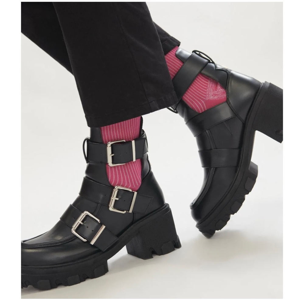 Lola Casademunt Buckle Anke Black Combat Boot - Picture 2 of 14